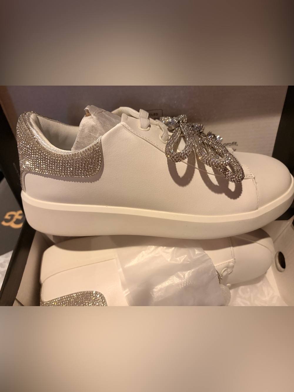 INC International Concepts White Rhinestone-Embellished Sneakers